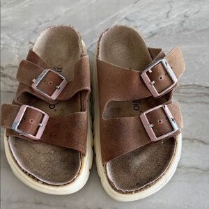 Papillio pink Suede Sandals with Pink Buckles